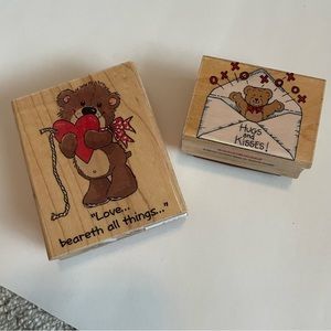 Teddy Bear Love Rubber Stamps, Valentines Stamps, Valentine’s Day card stamps